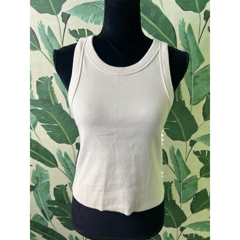 Aerie Ribbed Tank Top Women Large Cream